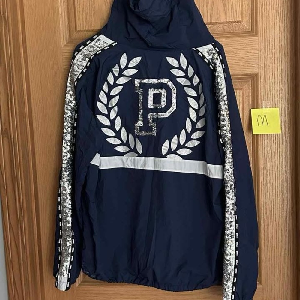 VS PINK Jacket, Navy with Silver Sequin Details